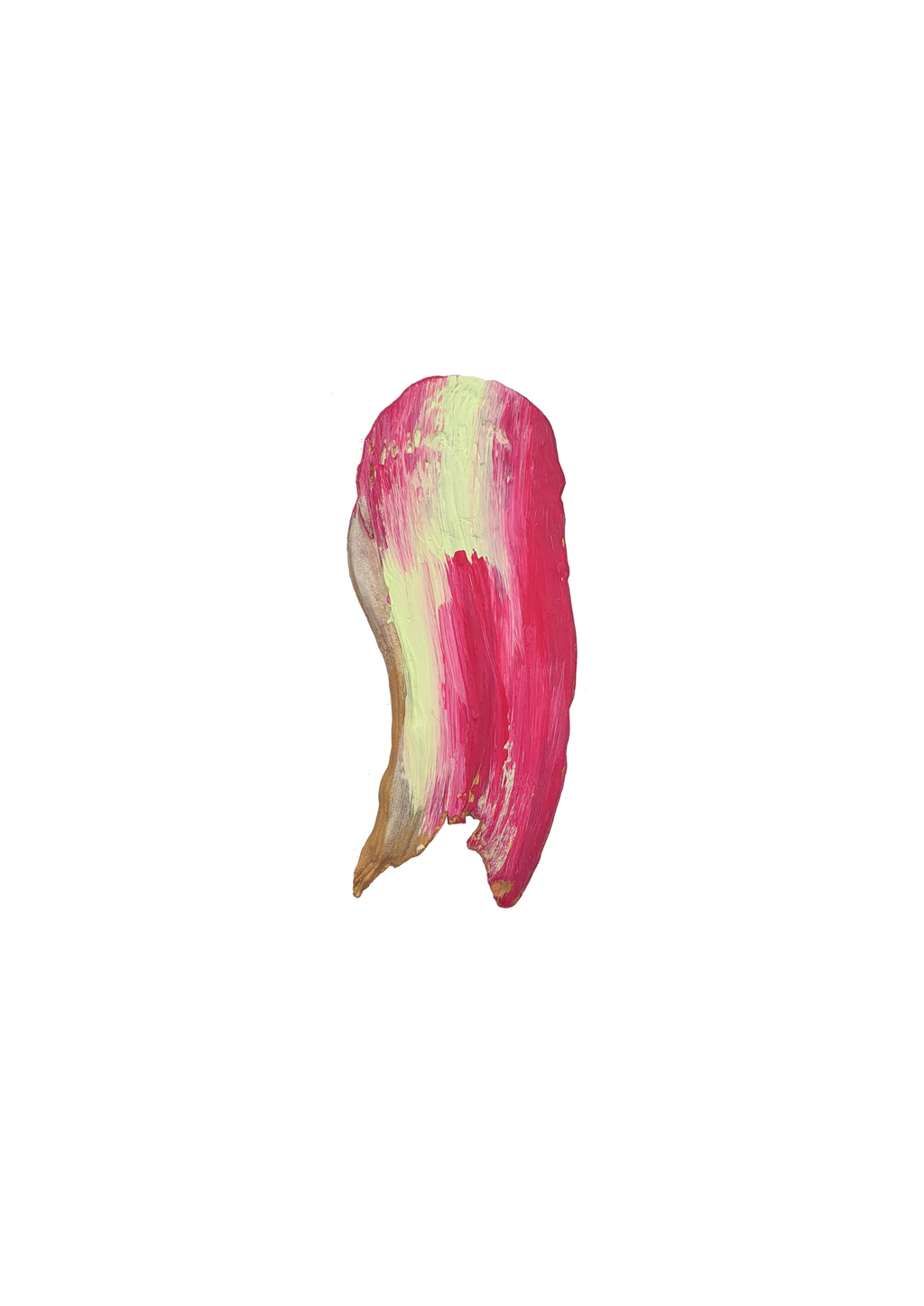 handcrafted brooch with ink and pastel yellow paint on top