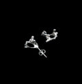 handcrafted Rubella earrings in silver on black background