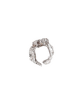 handcrafted silver Bellis ring on white background