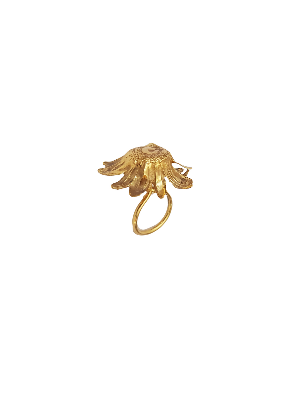handcrafted gold "Floret" ring on a white background