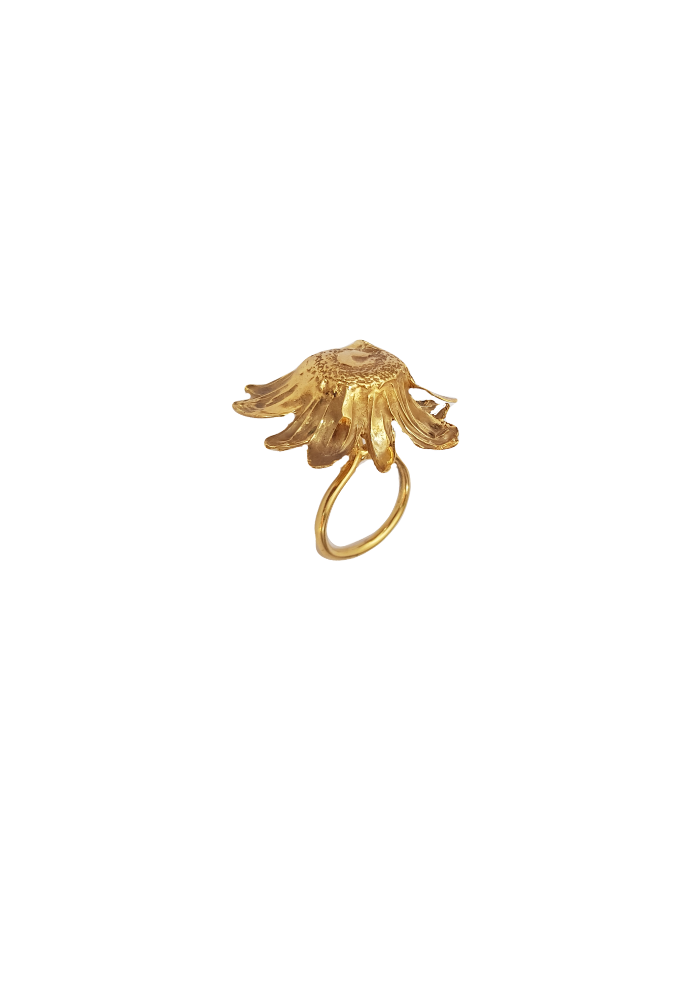 handcrafted gold "Floret" ring on a white background
